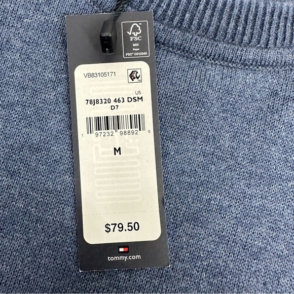 Tommy Hilfiger Men’s Size Medium Blue Crew Neck Sweater New - Picture 11 of 13